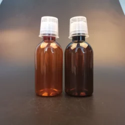 empty amber cough syrup bottle with plastic cap  100ml 150ml 180ml