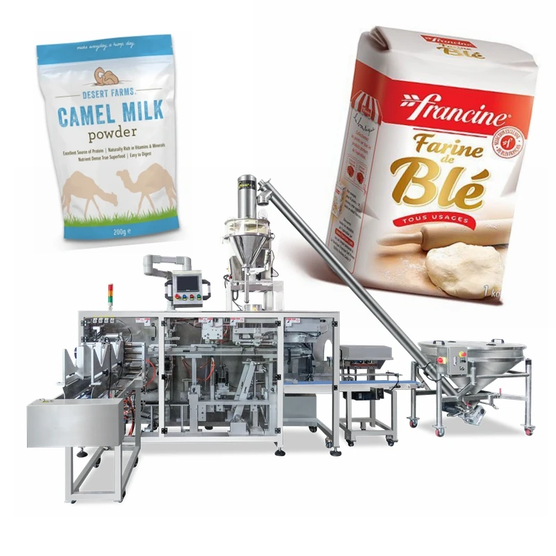 Full automatic low gluten wheat flour vacuum brick paper bag packaging bagger almond flour stand up pouch packing machine