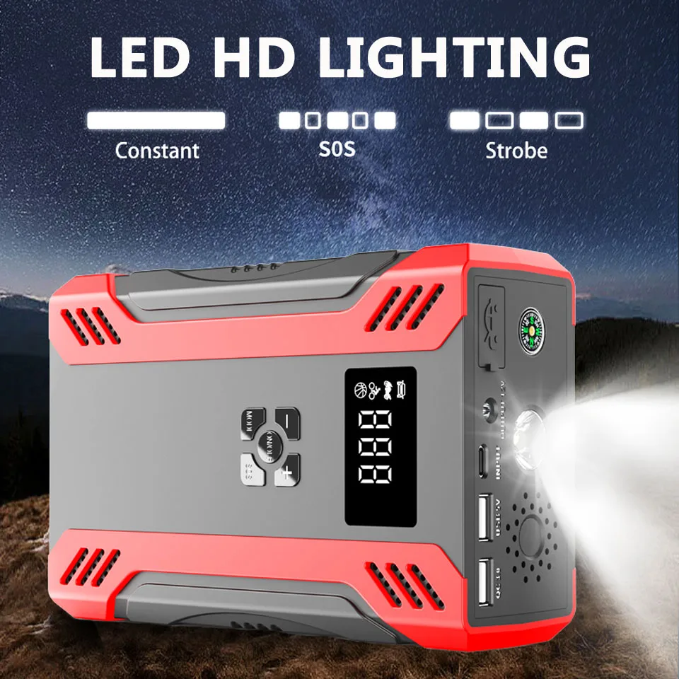 12V Universal Heavy Duty Jump Starter with Air Compressor / Portable 10000mAh High Power Battery Charger Jump Starter For Truck