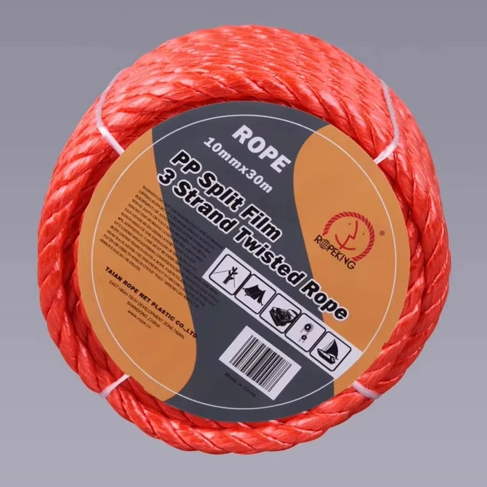 2024 hot sale PP/HDPE raffia yarn twisted rope and cord for packing split-film 3 strands rope