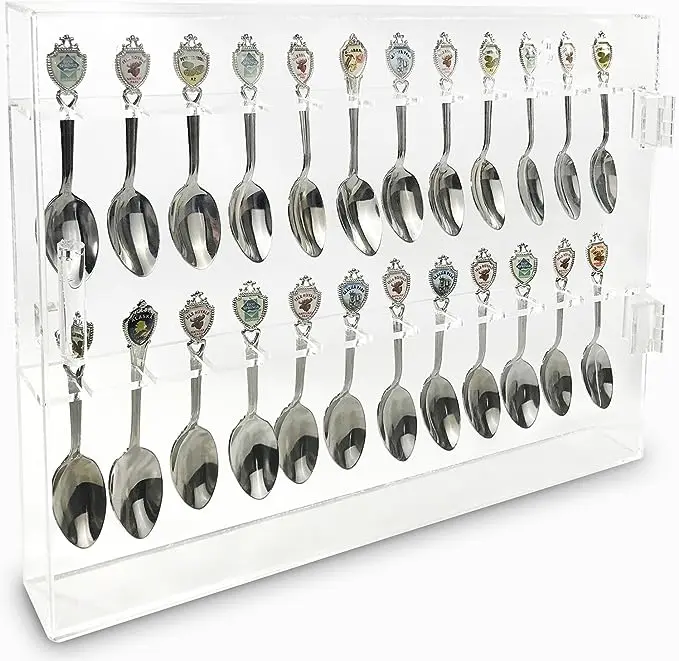 Acrylic Souvenir Spoon Display Case Wall Mountable Organizer Storage Holder