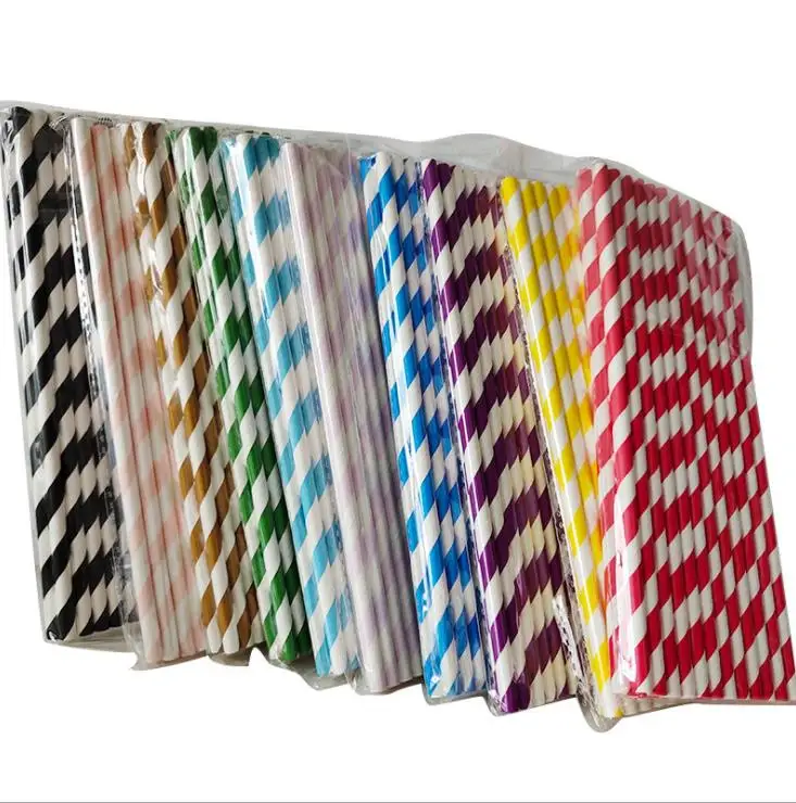 
Best selling 25pcs/bag Multi-style Colorful Paper Straw Biodegradable Paper Straws 