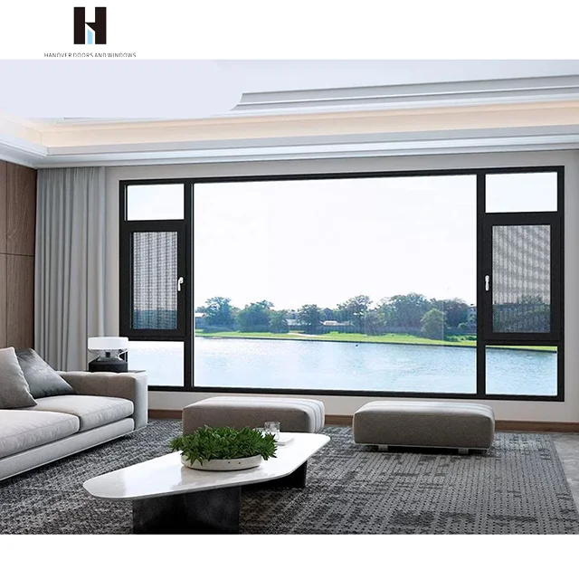 HANNOVER Customize Design Casement Windows With Security Screens  Aluminum Tempered Bullet Proof Glass Window For House