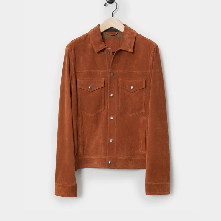 High quality suede jacket for men Classic four-button lapel plus size Winter men solid suede jacket