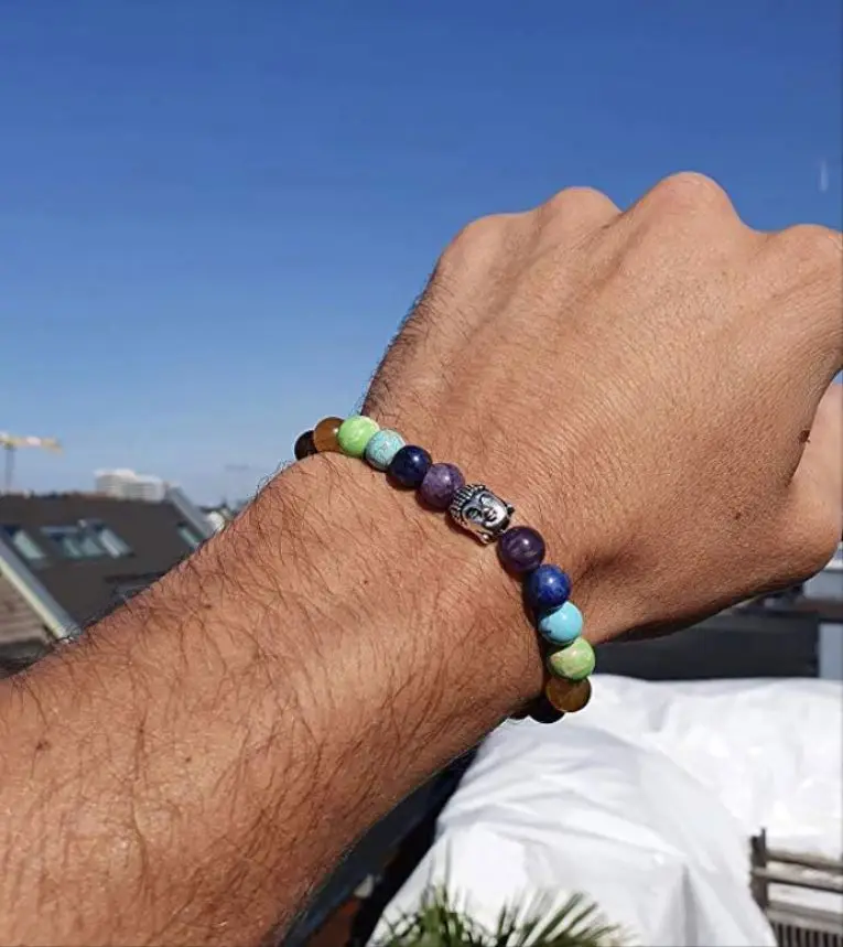 Chakra Armband Mit Naturstein Und Lavastein Perlen