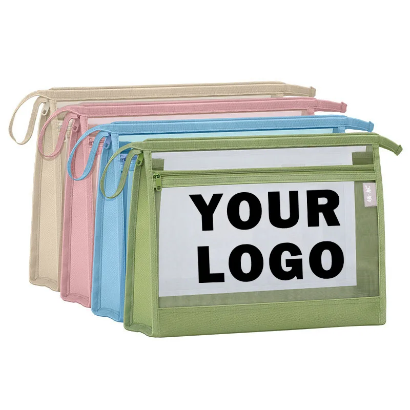 Students Double A4 Transparent Mesh File Classification Test Paper Subject Bag Thickened Large Capacity Storage Bag