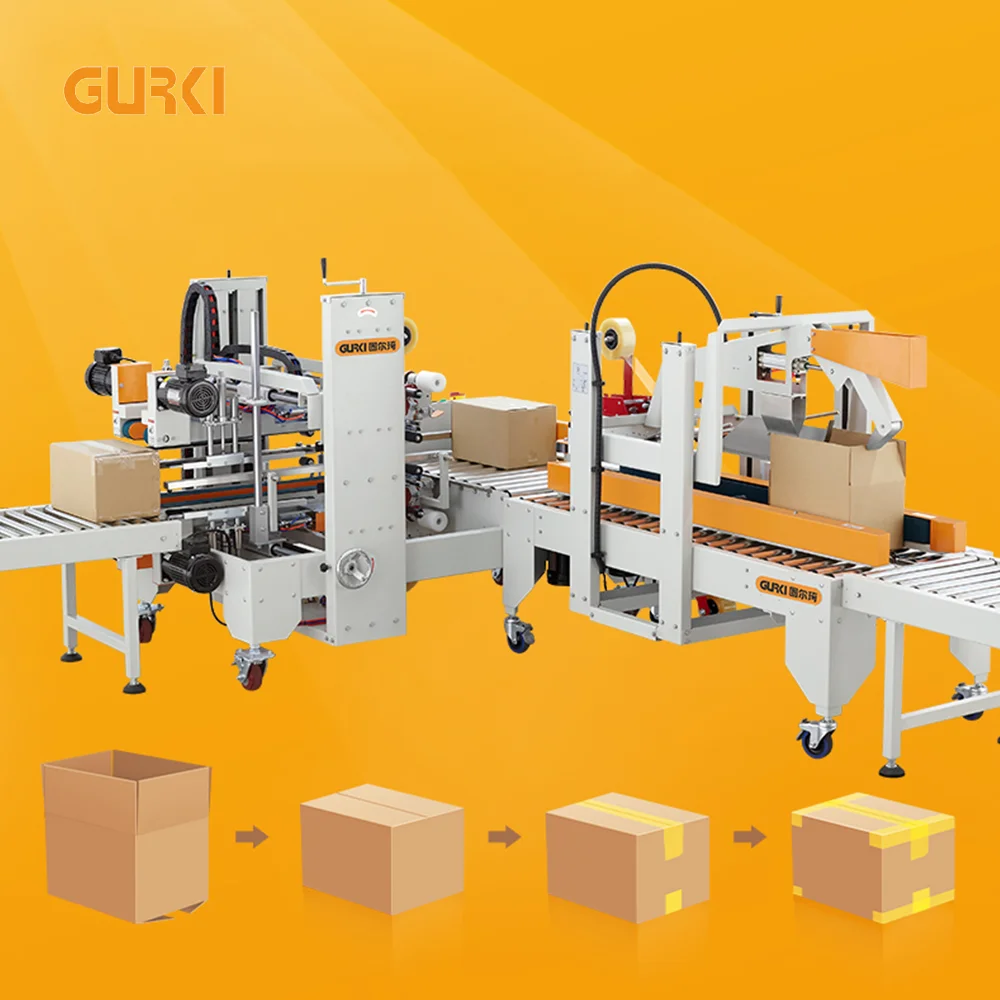 GURKI Packing Line Carton Box Sealer With Carton Erecting Packing Machine