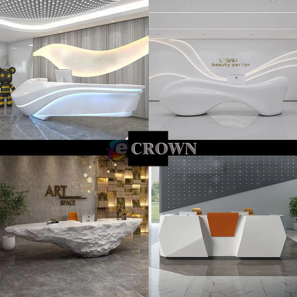 Factory Luxury Service Desk Reception Cashier Table Furniture Office Kiosk ODM