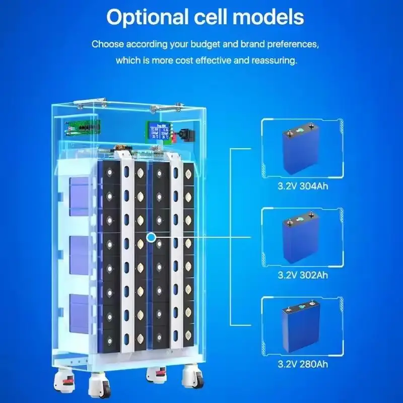 Smart Bms 16kwh Batterie Long Lifespan A Grade On Wheels 48v 51.2v Lifepo4 Battery For Home Solar Storage Systems
