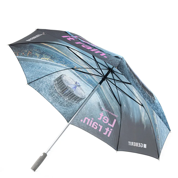 Cheap Price Metal Frame Promotional Large Size 27 inch Blue Color Auto Opening Straight Handle Simple Design Golf Rain Umbrella