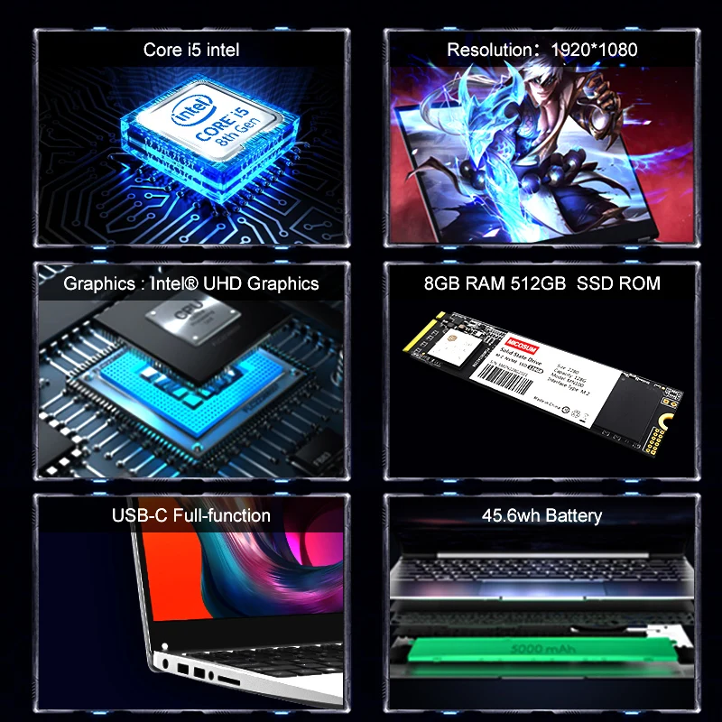 Wholesale Manufacture OEM silm laptop 4 gen core i3 i5 i7 i9 pc portable computer gaming