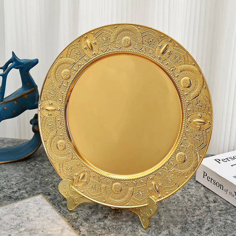 Eastern Style Metal Luxury Decorative Plate Snack Cake Dessert Tray Arab Charger Plate home restaurant dessert plate fruit dish