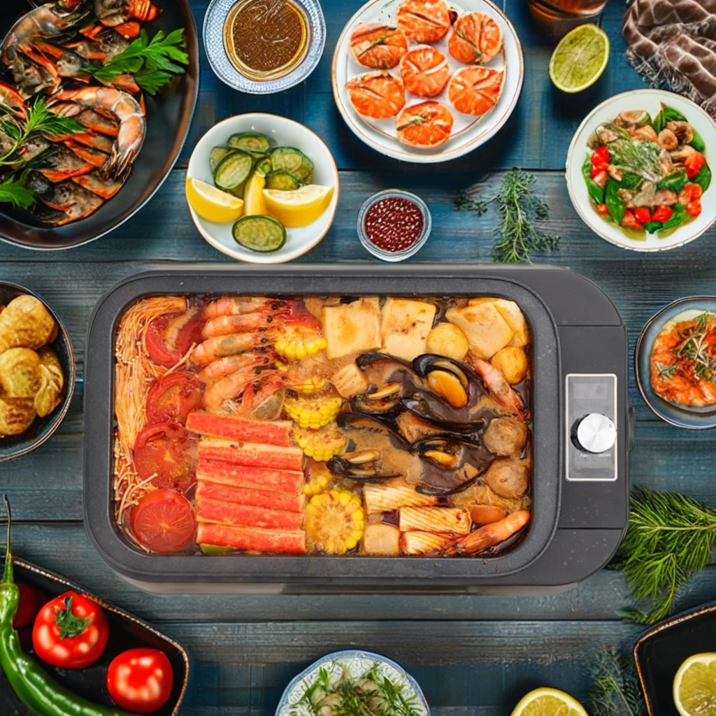 1500W Smart LED Control Panel Indoor Electric BBQ Grill Unique Metal grill Smokeless electric grill