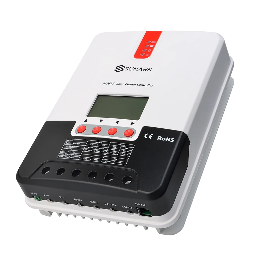 SunArk Mppt Solar Charging Controller 12V 48 V 30 40 50 80 A 100A Discharging Controller