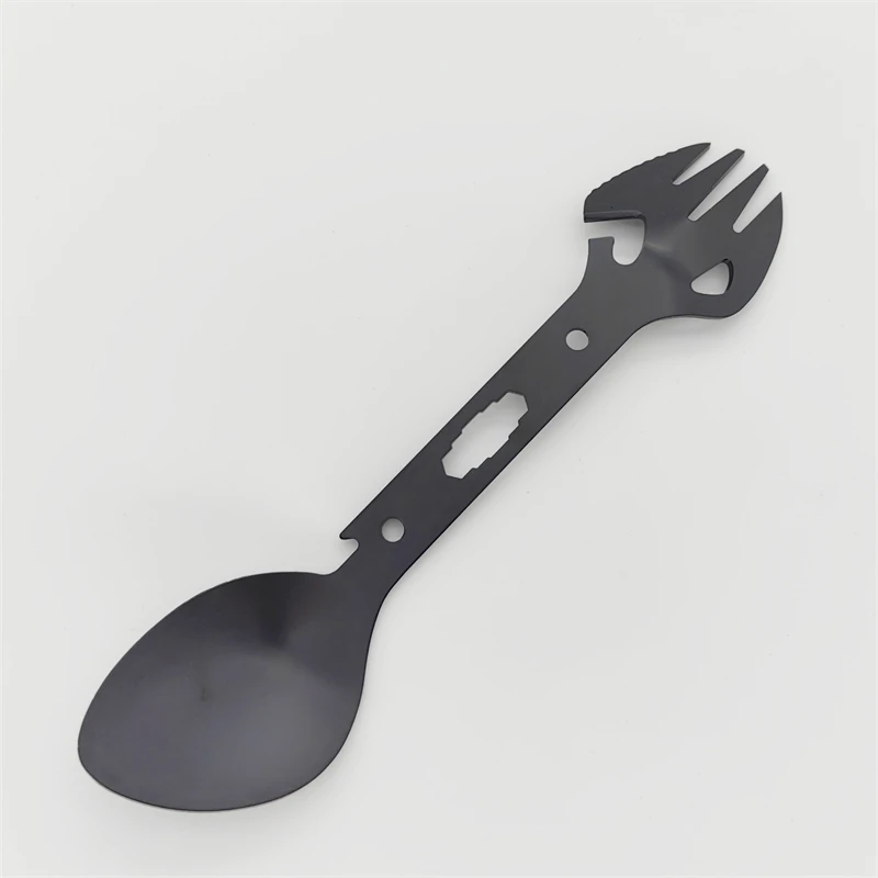JKCS-003 Survival Gear Stainless Camping Cookware Multifunction Steel Knife Spoon Fork For Outdoor Camping