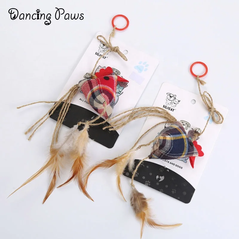 Finger Ring Cat Teasing Toy Interactive Cotton Sisal with Feather Cat Toys