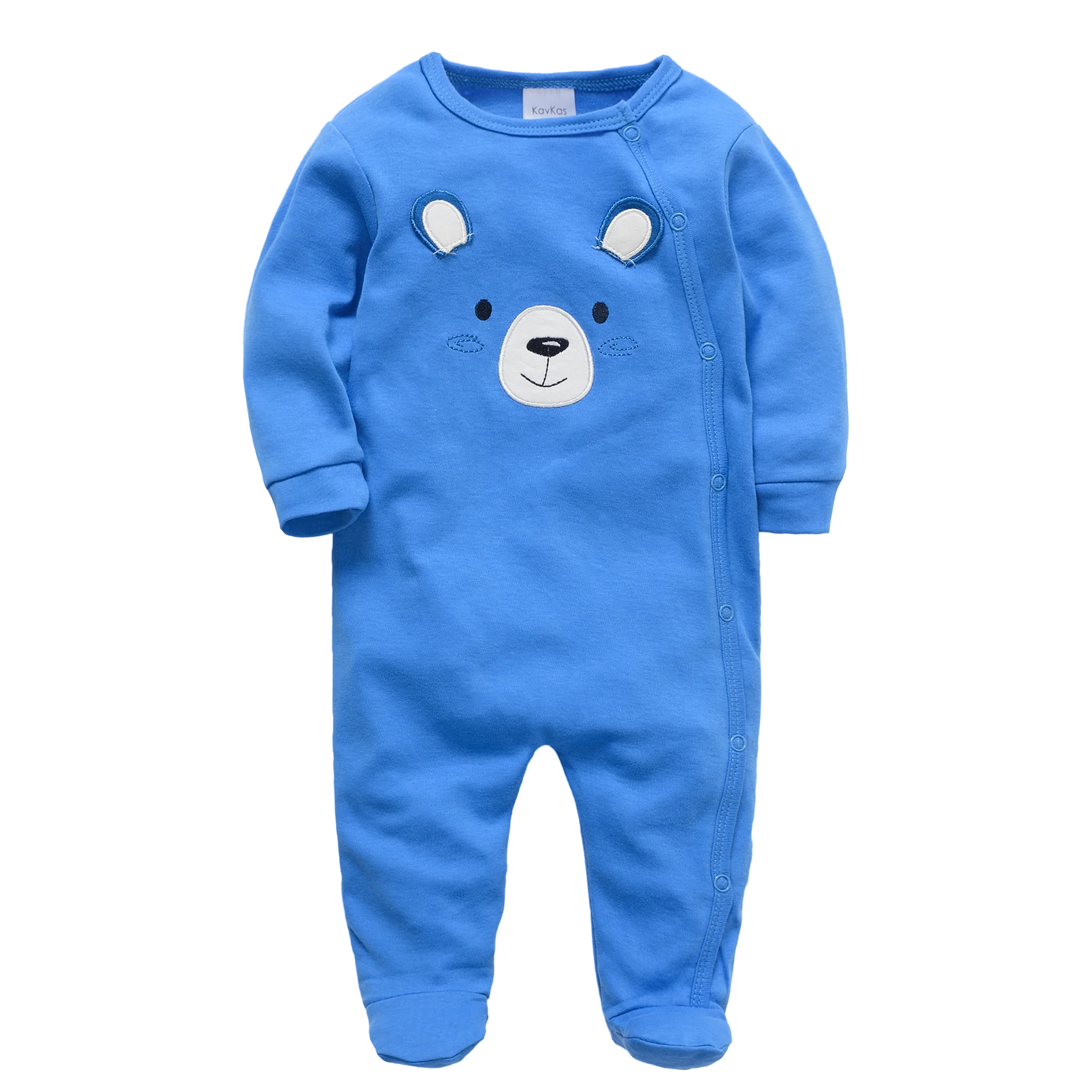 Best selling 100%cotton baby boy romper jumpsuit long sleeve blue bear clothes kids pajamas overalls for newborn