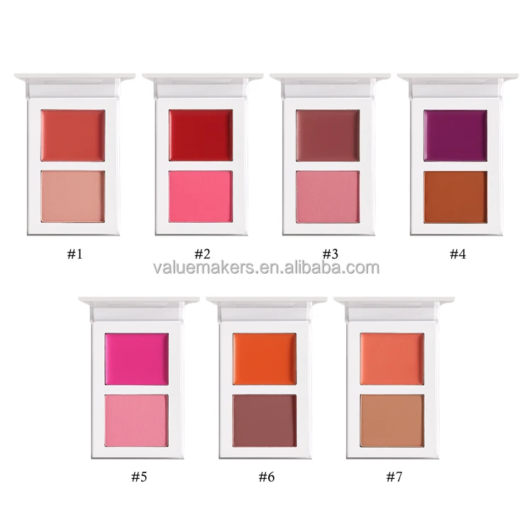 Private label 7 colors blush palette matte mineral contour blusher powder cream blush contour palette