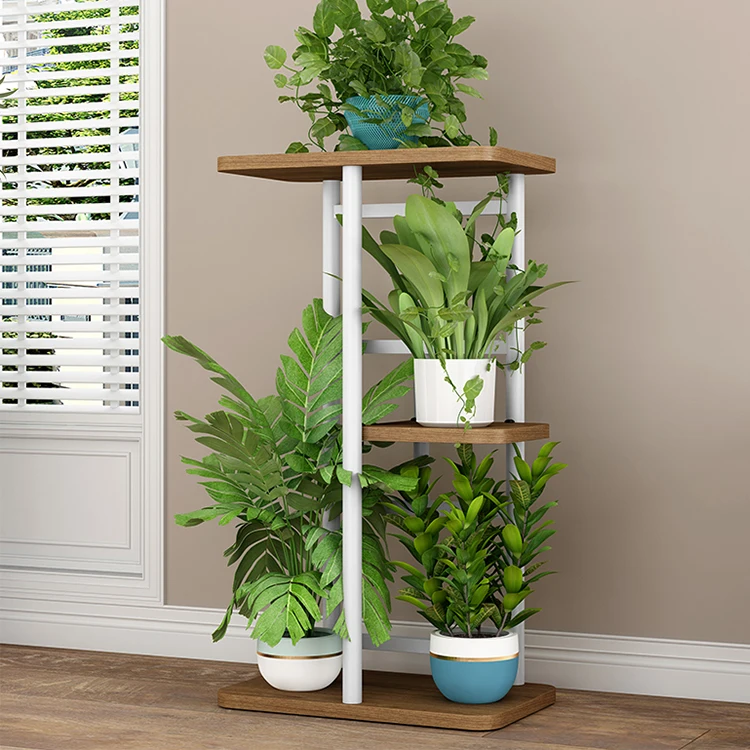 balcony flower pot card holder wood stand indoor floor standing pots with