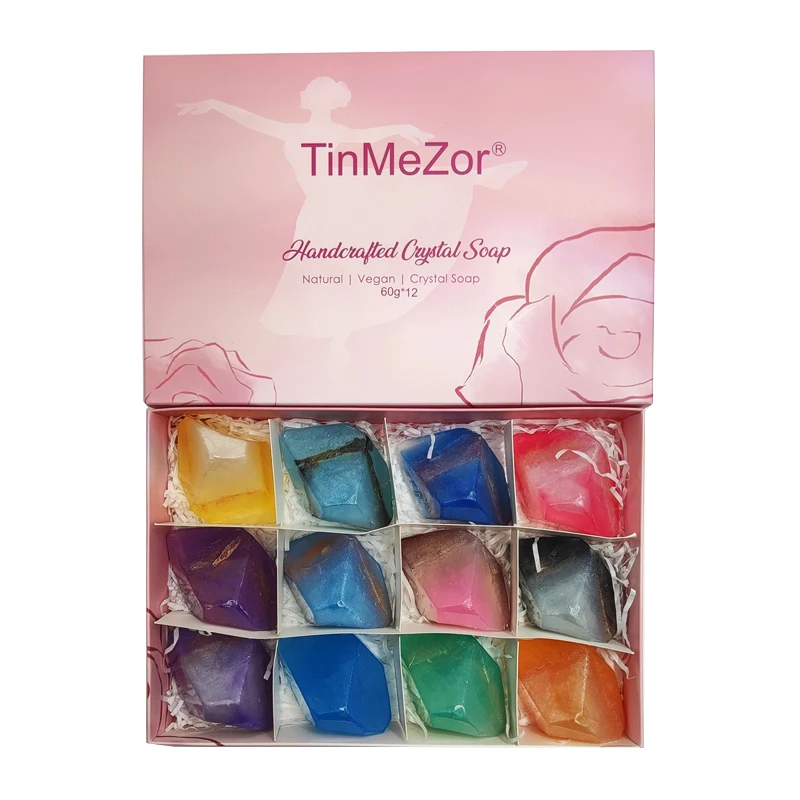 Weddells OEM Colorful Stone Shaped Soap Handmade Crystal Gem Glycerin Soap