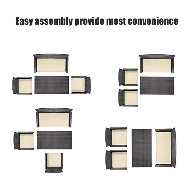 EMERSON Bistro Sets Woven Rattan Patio Conversation Furniture Sets Leisure Rattan Sofa Set Wicker Rattan Furniture