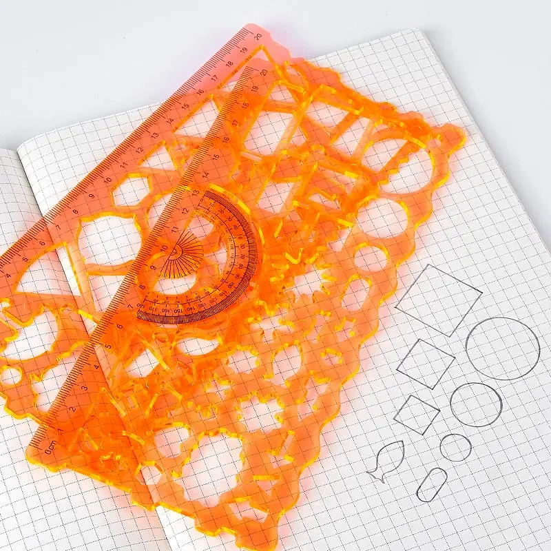 20cm Creative Vintage Portable Ruler Diary Drawing Template Plastic Ruler  School stationary