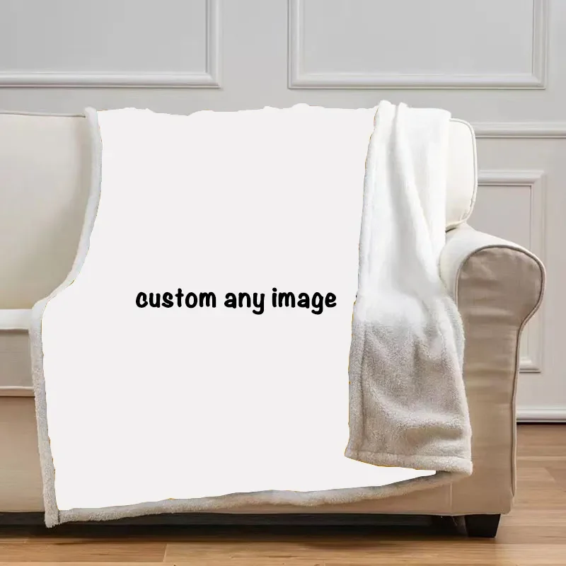 Wholesale  Personalized Customized image Blank coral Fleece Printed 3D Photo sublimation blankets White Custom sherpa Blanket