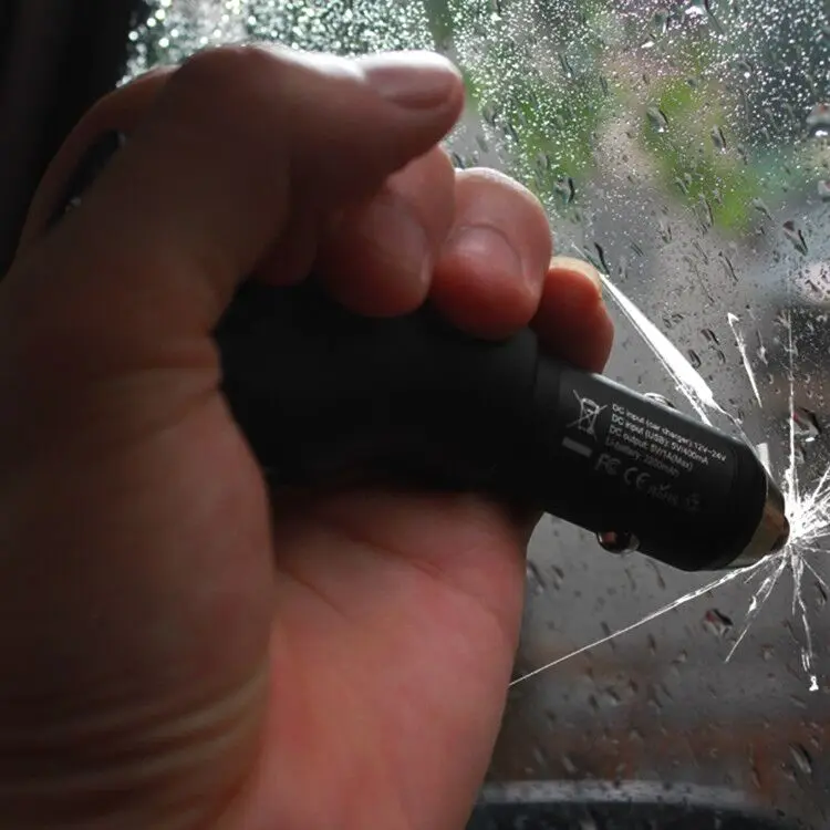 
Promate 6 in 1 Car Charger Power Bank with LED Torch Flash Light 12V/24V USB window breaker 