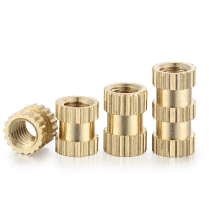 Manufacture M4-M8 cnc Turning Brass Threaded Nuts Knurled Thread Inserts Nuts For Plastic