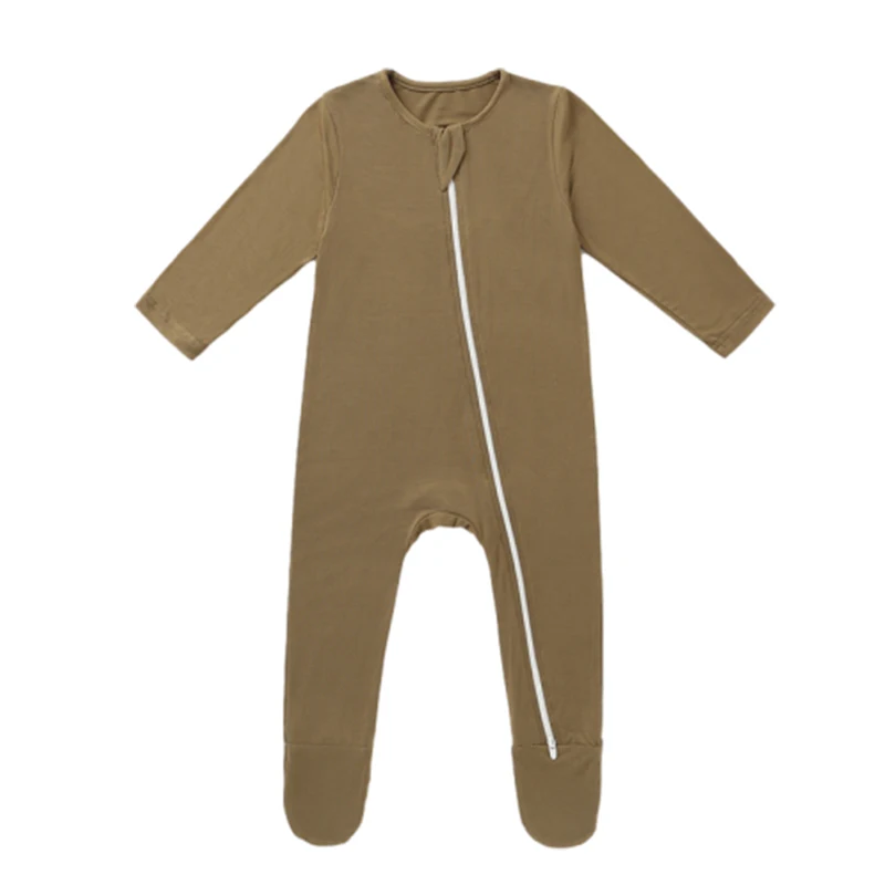 Hongbo OEM/ODM children romper custom print Zipper style warm 100% Bamboo fiber spandex knit infant onesie viscose baby cloth