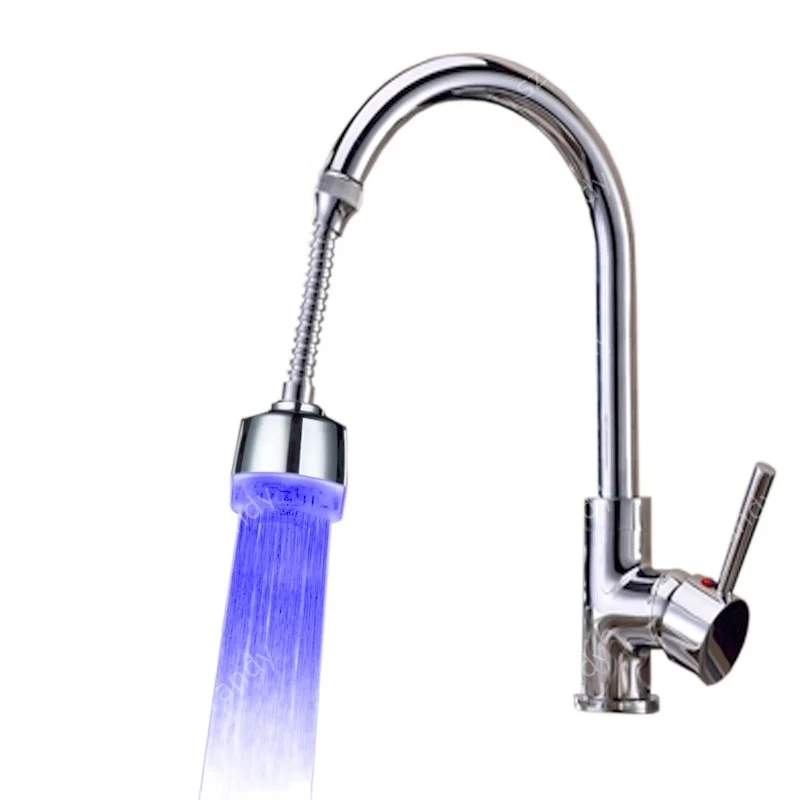 Single Blue Color Lighting LED ABS Kitchen Faucet
