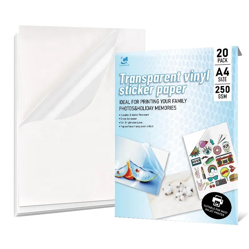 Custom Transparent Inkjet Stickers Labels Self Adhesive Label A4 Clear Water Proof For Laser Printer Glossy Sticker Paper
