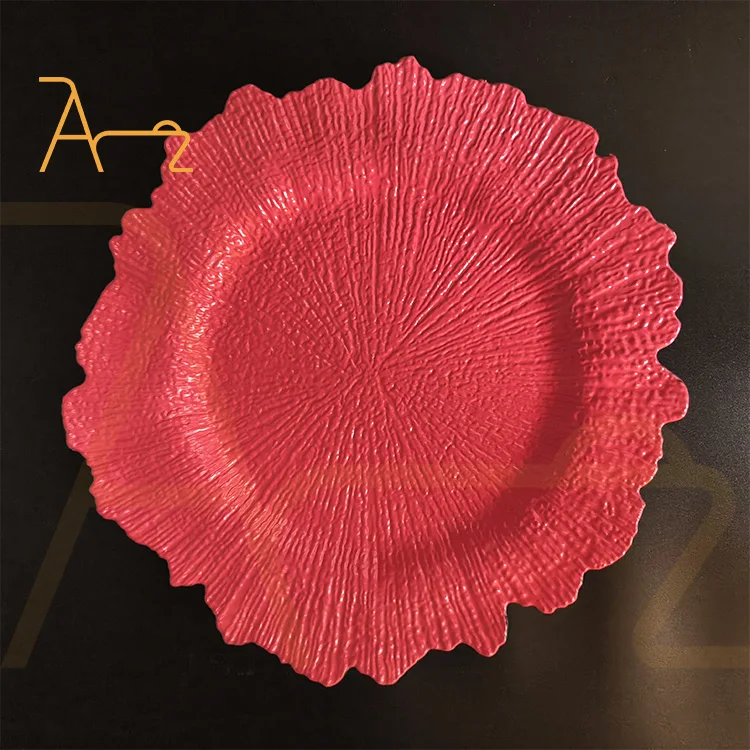 Wholesale Bulk Tableware Underplate Wedding Dinner Decoration Plastic Plate Acrylic Charger Plates With Silver Reef Party Plates