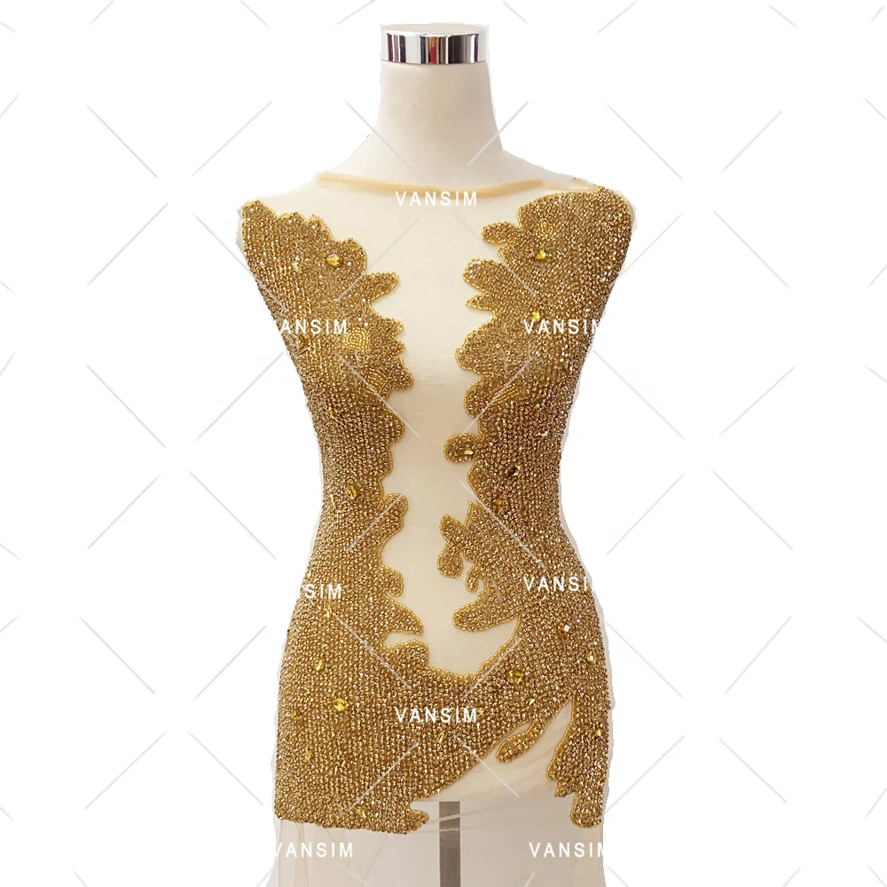 New wholesale rhinestone bodice  applique crystal panel  wedding evening party bridal dress patch