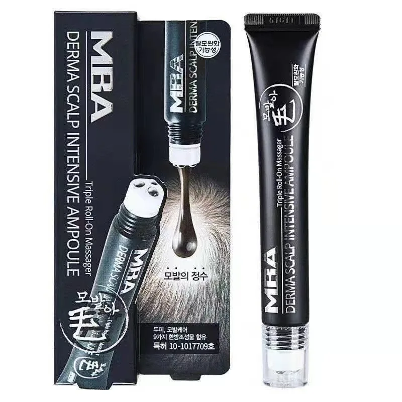 Hair Growth Serum Derma Scalp Ampoule Triple Roll Massager Fast Regrow Hair Line Anti Hair Loss