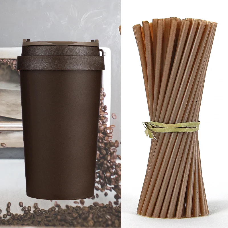 Disposable Coffee Stir/straws- Made from Coffee Ground- 100% Compostable Biodegradable Drinking Straws Best Cocktail Stirrers