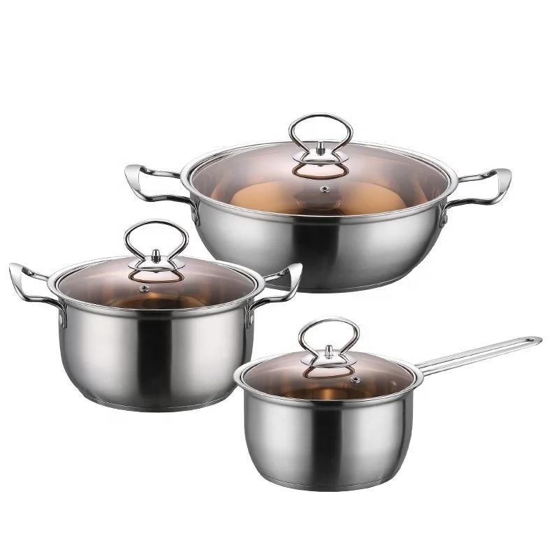 Factory TOP Seller 6 PCS Flat Bottom Cooking Pot Sets Sauce Pan Soup Pot Cookware Sets For Kitchen