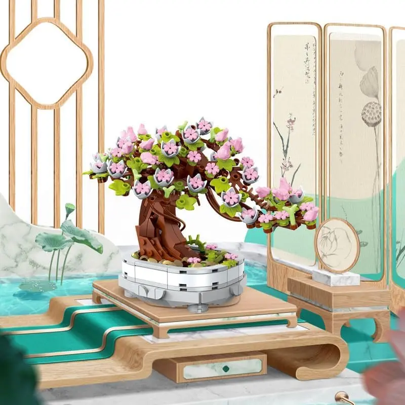 DIY 3D Puzzle Bricks Educational Model Flowers Bouquet Construction Tree Building Blocks Building Kit