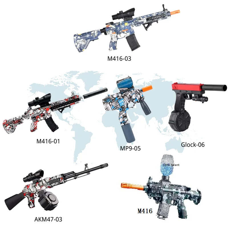2024 Hot Arma De Gel Arma De Bolinha De Gel Gun M416 P90 AUG MP5K VECTOR AKM47 Automatic Orbeez Gun Toy for Adult