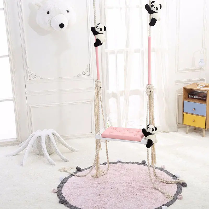chaozhou great  INS Style Indoor Hanging Swing Chairs Lovely Rope and Cushion Design for Girl Kids Baby Toys and Party Novelties