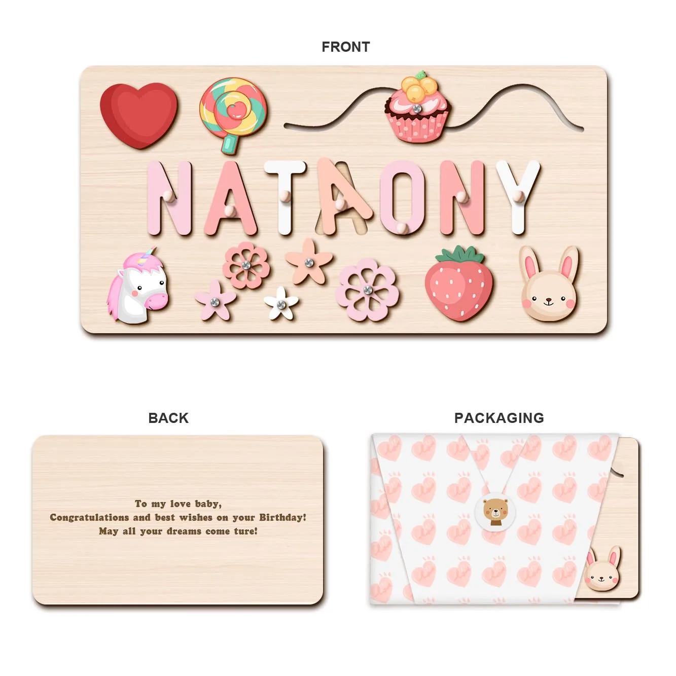 Wooden Toys kid toy puzzle Personalized Wooden Name Puzzle for dropshipping