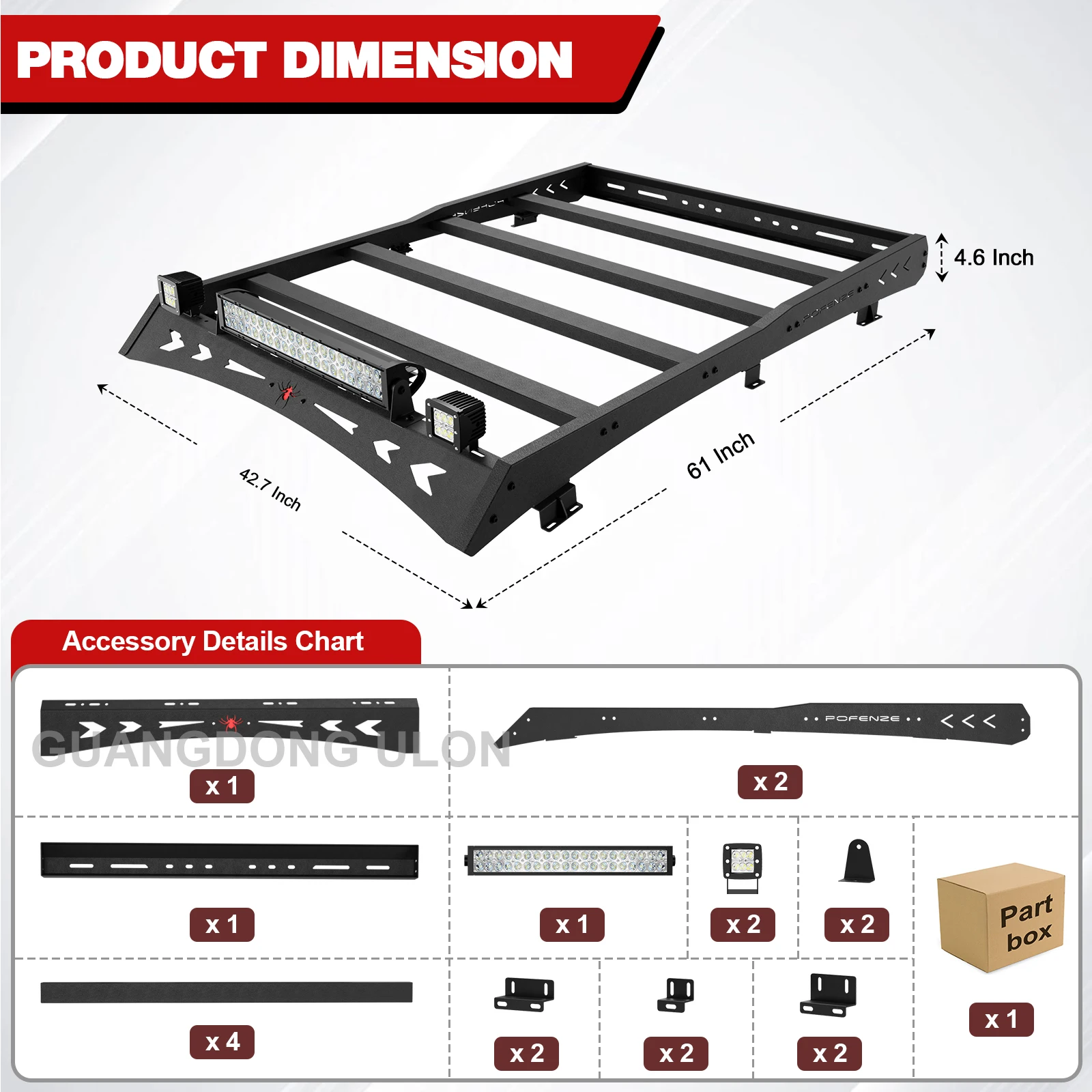 Factory Price Steel Roof Rack with LED 4X4 Off-road Auto Parts Cross Bar for Pickup Roof Luggage For Toyota Tacoma 2005-2023