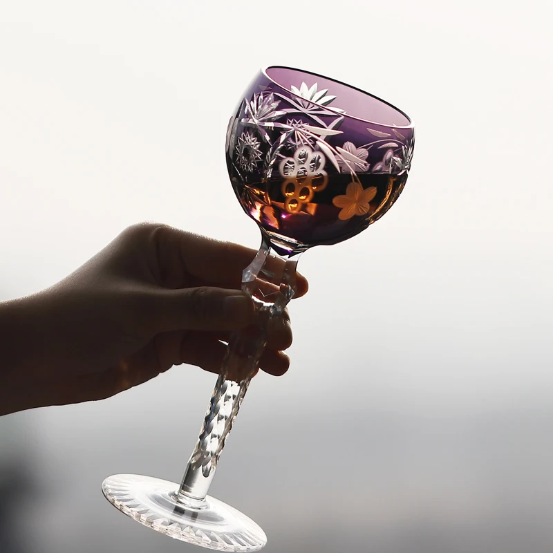 Luxury Edo Kiriko Style 6.5oz Hand Carved Glass Cup for Whisky Brandy Cocktail Cold Drink perfect for wedding