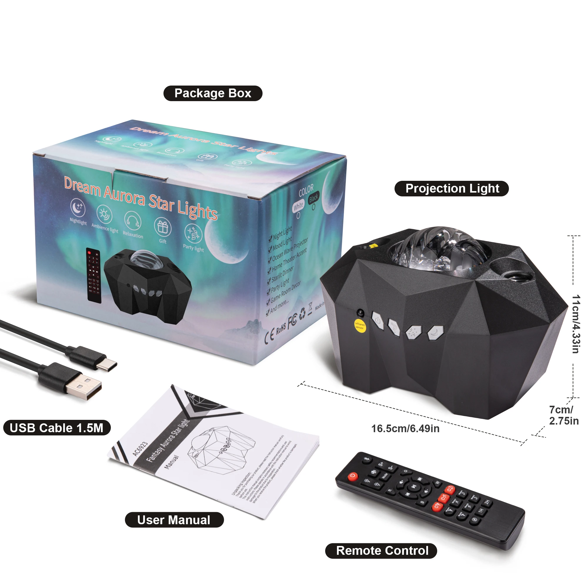 [Прямая поставка] проектор Aurora dream aurora star lights цветной светодиодный звездного света galaxy Прямая