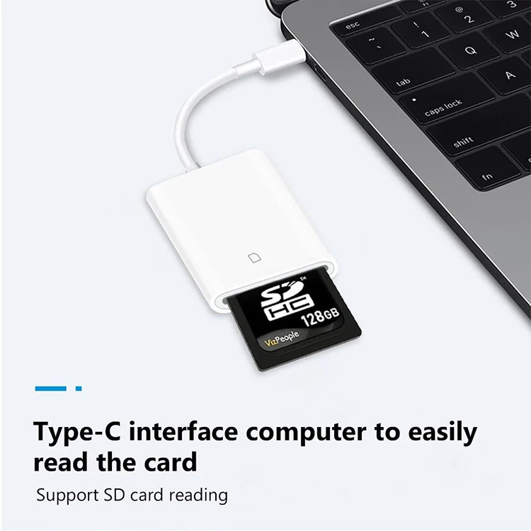Factory ultra low price Portable type c USB C SD Card Reader White Mobile Phone SD Card Reader with Line