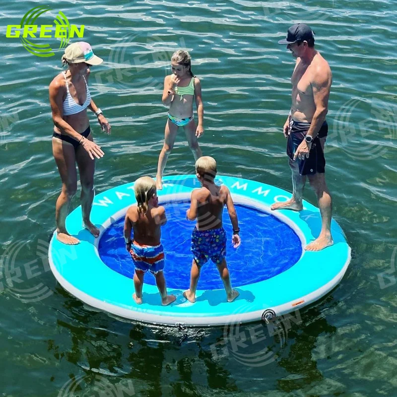 Green inflatable water hammock pool floating dock square hammock