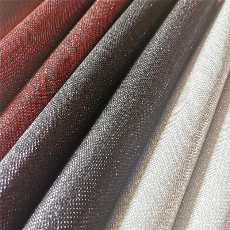 Synthetic Warp Knitted Velvet Car Seat Shiny Net Sofa Embossed Suede Shoes Polyester Faux Leather Glitter Fabric