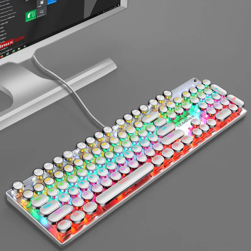  Механическая игровая клавиатура RGB Радужная баллон светодиодной подсветкой проводная с красные переключатели для Windows консоль
