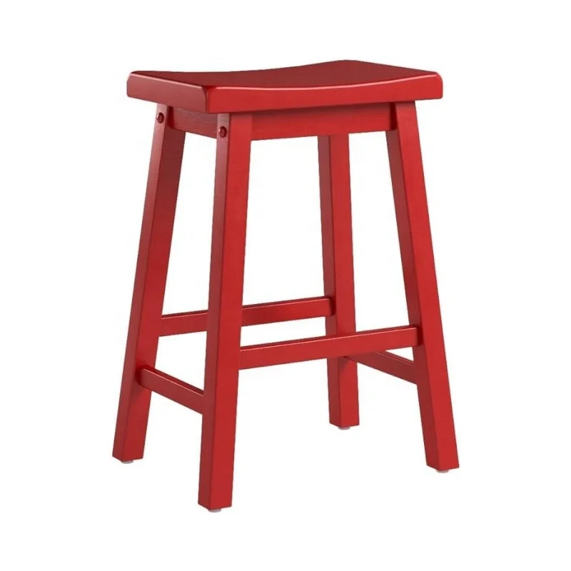 Premium Quality Simple Contemporary Design Hot Selling 24-Inch Arizona Wooden Saddle Stool for Bar