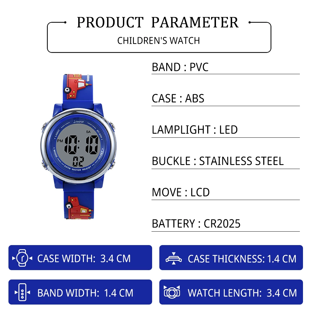 sports watch pc children wrist stop digital stopwatch 3ATM waterproof Timed alarm clock digital watches kids watches